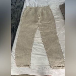 ZARA Basics Low Rise Linen Beige Pants